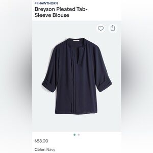 41 Hawthorn Deep Blue Tab-Sleeve Blouse - Stitch Fix 1X NWOT